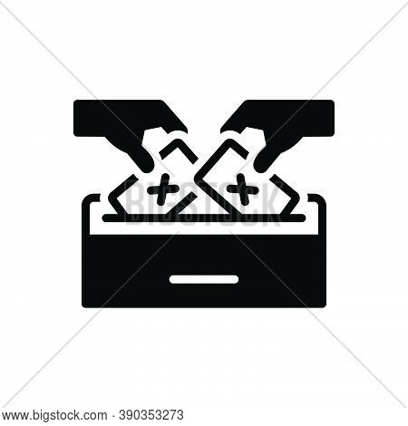 Black Solid Icon For Democracy Voting Polling Elect Vote-for Vote-in Ballot Select Pick Election Bal