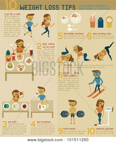 10 weight loss tips vector