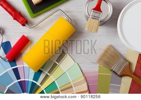 Decorator's Work Table With Tools