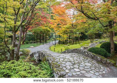 Fall Foliage Stone Bridge Garden