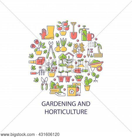 Gardening And Horticulture Abstract Color Concept Layout With Headline. Horticulture Creative Idea. 