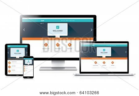 Flat AwFlat fully responsive website web desesome Flat Responsive Web Design In Realistic Devices Ss