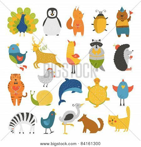 Cute animals collection, baby animals, animals vector