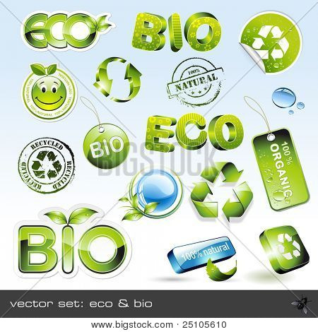 vector set: eco & bio - 16 items