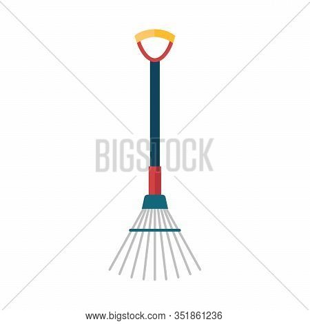 Tool For Horticulture, Agriculture, Farming. Soil Cultivator, Rake For Cultivating The Land. Vector 