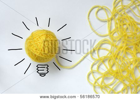 Inspiration wool light bulb metaphor for good idea