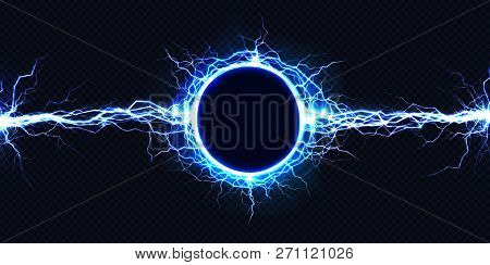 Powerful Electrical Round Discharge Hitting From Side To Side Realistic Vector Illustration Isolated