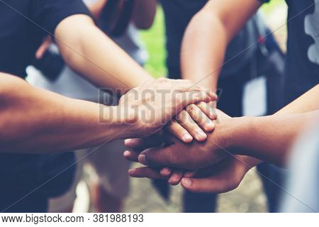 Solidarity Unite People Hands Together Community Teamwork. Hands Of Spirit Team Working Together Out