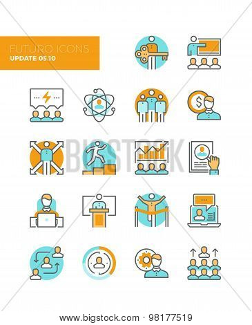 Leadership And Management Line Icons