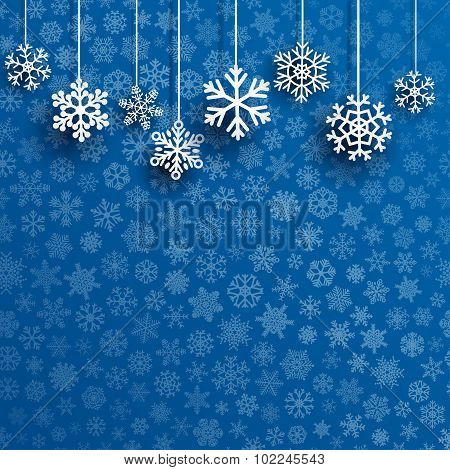 Christmas Background With Hanging Snowflakes