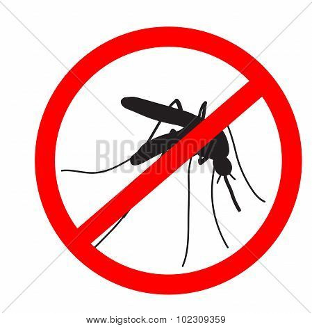 Anti mosquito sign with a realistic mosquito.