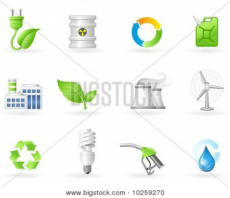 Air Pollution and Green Energy icon set