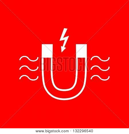 Magnet with magnetic force indication. White icon on red background.