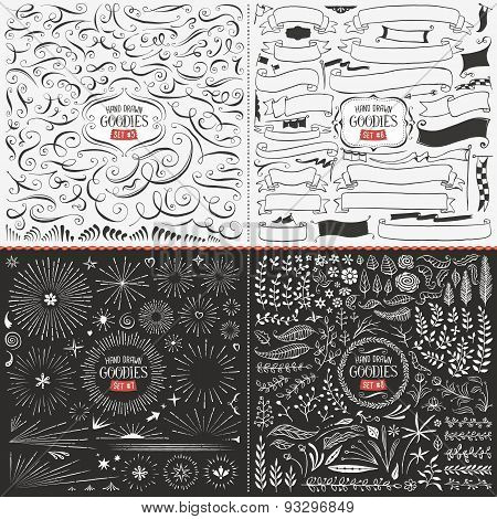 Large Collection Of Hand Drawn Vector Design Elements