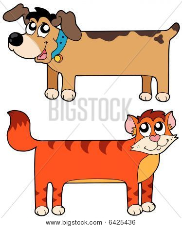 Flat cat and dog