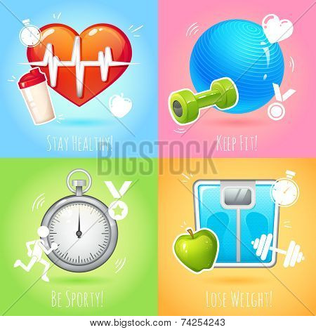 Healthy lifestyle illustration set