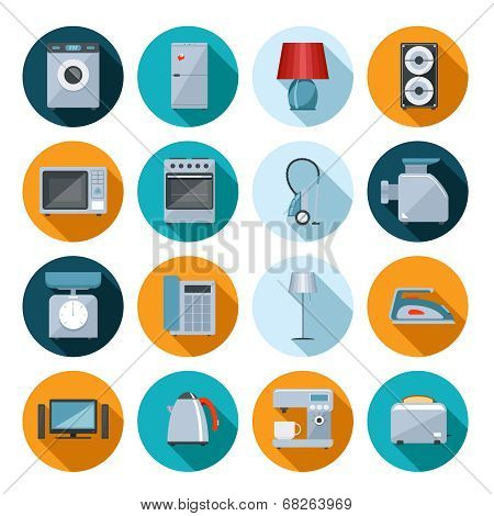 Set of household appliances flat icons