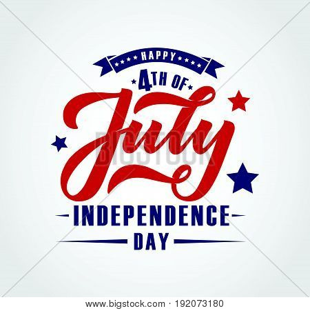 Hand Sketched Text 'happy 4Th Of July Independence Day'. Happy Independence Day Vector Lettering Typ