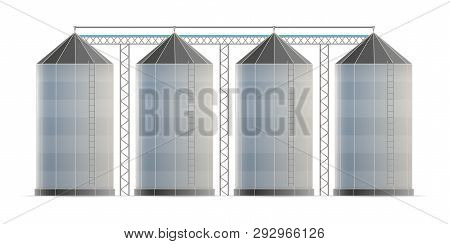 Creative Vector Illustration Of Agricultural Silo Storehouse For Grain Storage Elevator Isolated On 