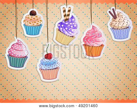 vector cute cupcake stickers