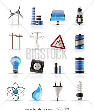 Electricity,  power and energy icons