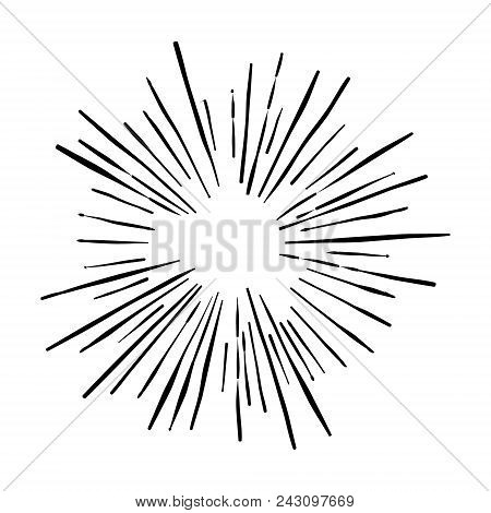 Sunshine. Explosion Vector Illustration. Rays Element. Sunburst, Starburst Shape On White. Radial Li