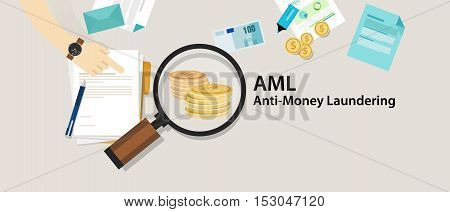 AML anti money laundering cash coin transaction company vector