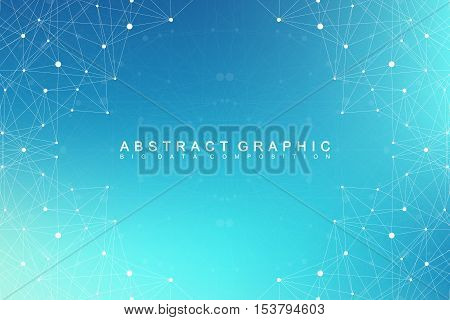 Big data complex. Graphic abstract background communication. Perspective backdrop of depth. Minimal array with compounds lines and dots. Digital data visualization. Big data vector illustration