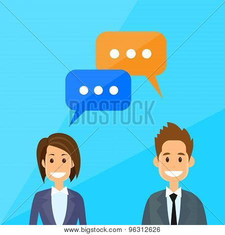 Business People Man and Woman Talking Discussing Chat Communication