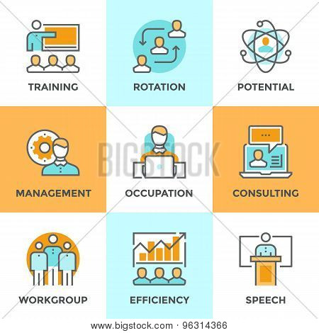 Corporate Management Line Icons Set