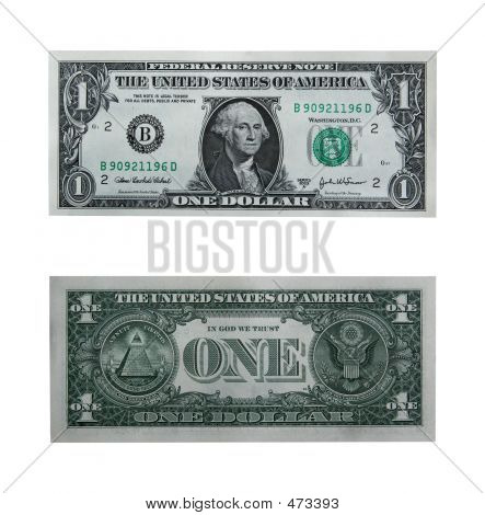 One Dollar Bill With Path