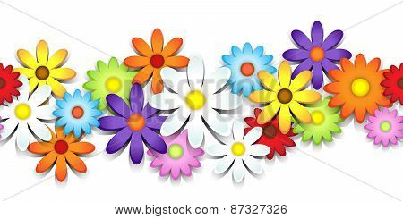 3D Colorful Daisy Border