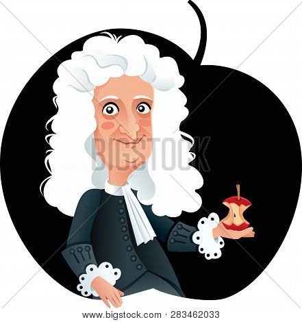 Sir Isaac Newton Vector Caricature Funny Portrait