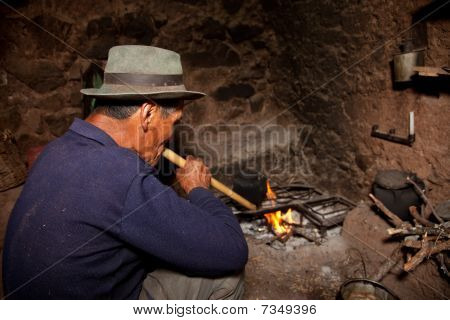 Man in Hut, South America