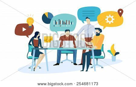 Vector Illustration Concept Of Market Research, Seo, Business Analysis, Strategy, Digital Marketing,