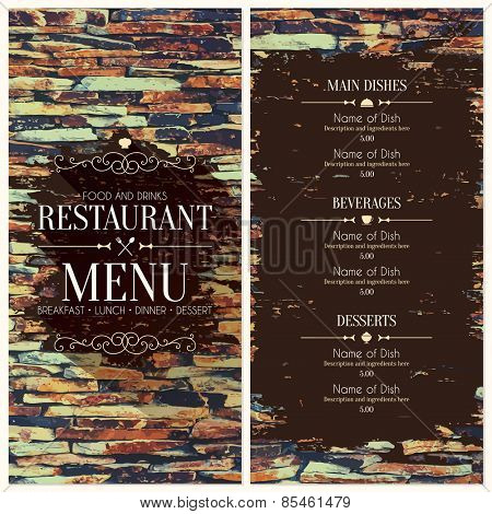 Restaurant menu design on stones background