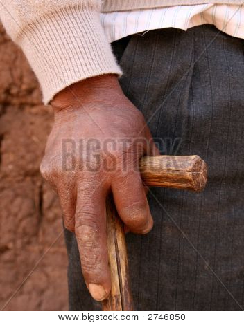 Hand Of Old Man In South America