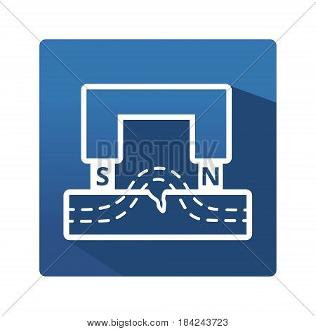 Magnet pictogram. Industrial icon in trendy flat style on blue background. Magnet control pictogram for your web site design, logo, app. Vector illustration, EPS10