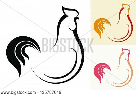 Abstract Domestic Rooster, Chicken, Cock Male. Farm Bird. Embelm, Badge For Farm Or Organic Chicken 