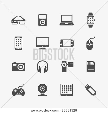 Devices and gadgets icons set