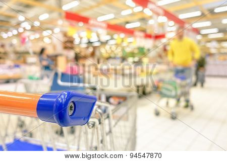 Blurred Defocused Grocery Supermarket - Consumerism Concept In Period Of Economic Crisis