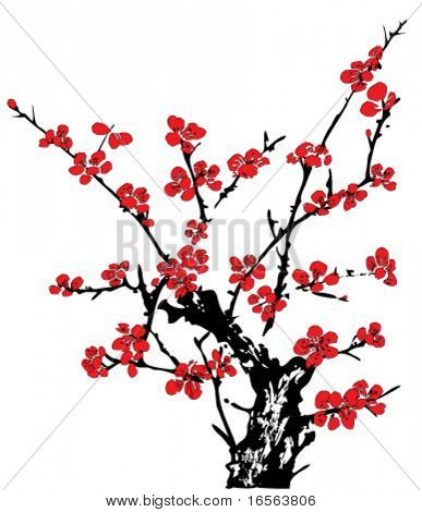 Vector of Ancient Traditional Artistic Plum Blossom Pattern