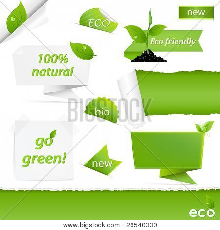 Eco Green Set, Isolated On White Background, Vector Illustration