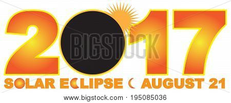 2017 Solar Eclipse Totality across America USA numeral and text color illustration