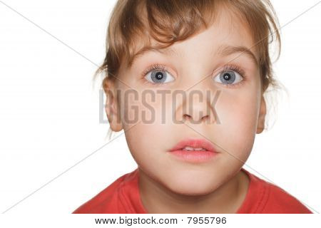 portrait small child in a red t-shirt