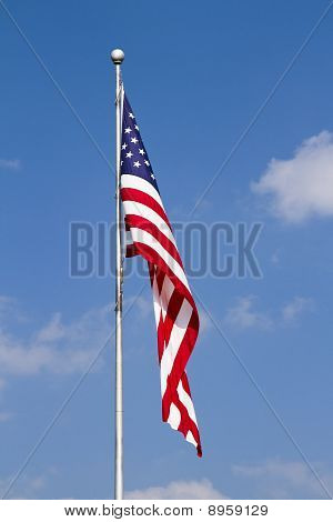 US Flag on Pole with Vivid Colors