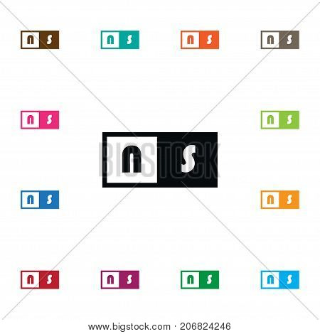 Ferromagnetic Vector Element Can Be Used For Ferromagnetic, Attraction, Magnet Design Concept.  Isolated Magnetizing Icon.