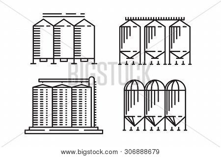 Silo Outline Design Concept From Agriculture, Simple Granary Line Art Element