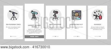 Planetarium Equipment Onboarding Mobile App Page Screen Vector. Planetarium Speaker About Stars And 