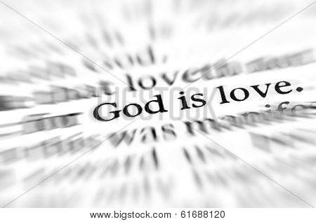 Detail closeup zoom God is love scripture in bible verse